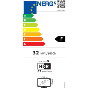 Ecran PC Gamer PHILIPS Evnia 32M2C5501 32" Incurvé 1500R QHD 180Hz Fast VA HDR10 Ambiglow