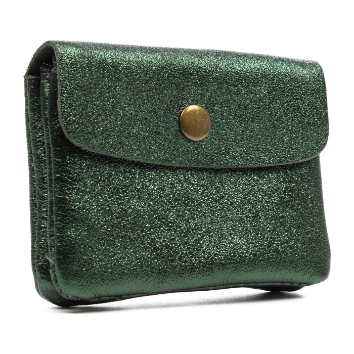 Alpignano monedero mujer. Piel auténtica Gamuza lacada brillante.