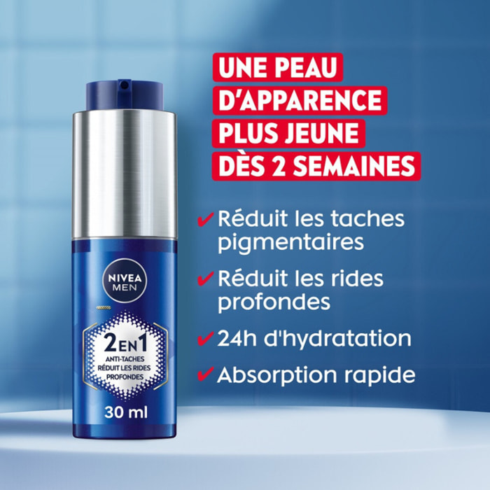 Pack de 2 - NIVEA MEN - Sérum visage Homme 2-en-1 Anti-Âge & Anti-Taches NIVEA MEN POWER 2X30ml