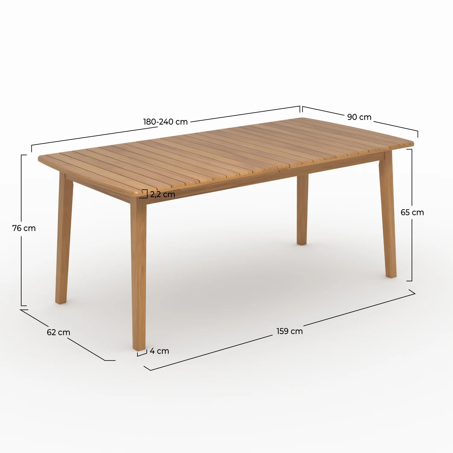 Table extensible en bois d'acacia huilé 6 à 10 personnes - Alona