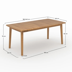 Table extensible en bois d'acacia huilé 6 à 10 personnes - Alona
