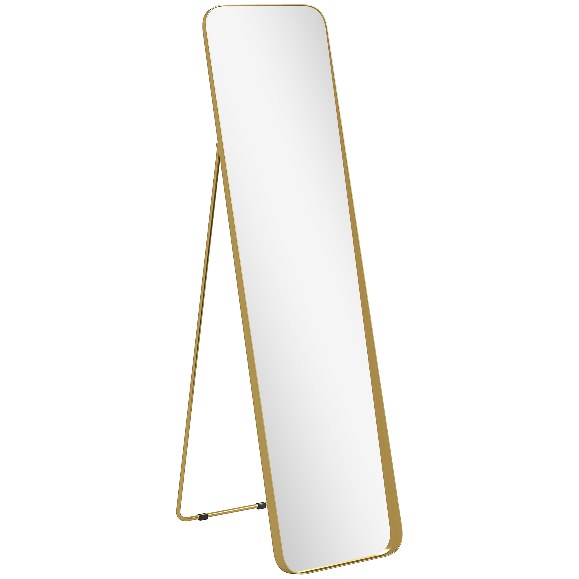 Miroir sur pied design métal doré dim. 40 x 160 cm autoportant ou à adosser
