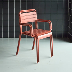 Lot de 2 fauteuils de jardin acier. 2 places. terracotta. Amelia. L50.4 X P53 X H79.5cm