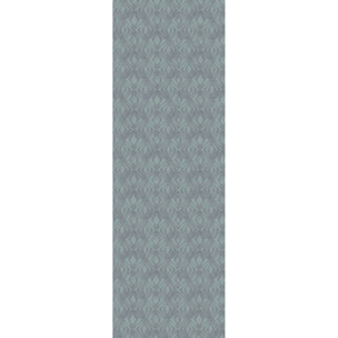 Chemin de table pur coton motif jacquard bleu Mille ikats zinc