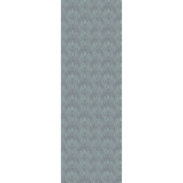 Chemin de table pur coton motif jacquard bleu Mille ikats zinc