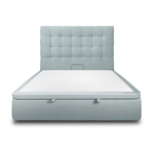 Lit avec sommier et tête de lit capitonnée - Velours au style chic - Adapté à tous les matelas, montage rapide - Finition élégante