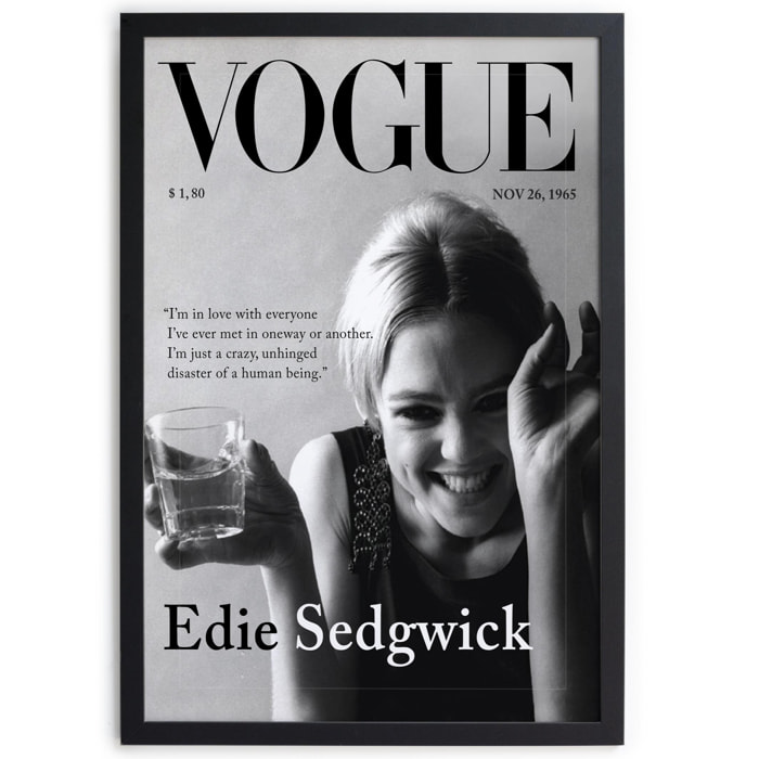 Cuadro Moldura Negra 40x30 - Vogue Edie Sedwick - 40x1x30cm