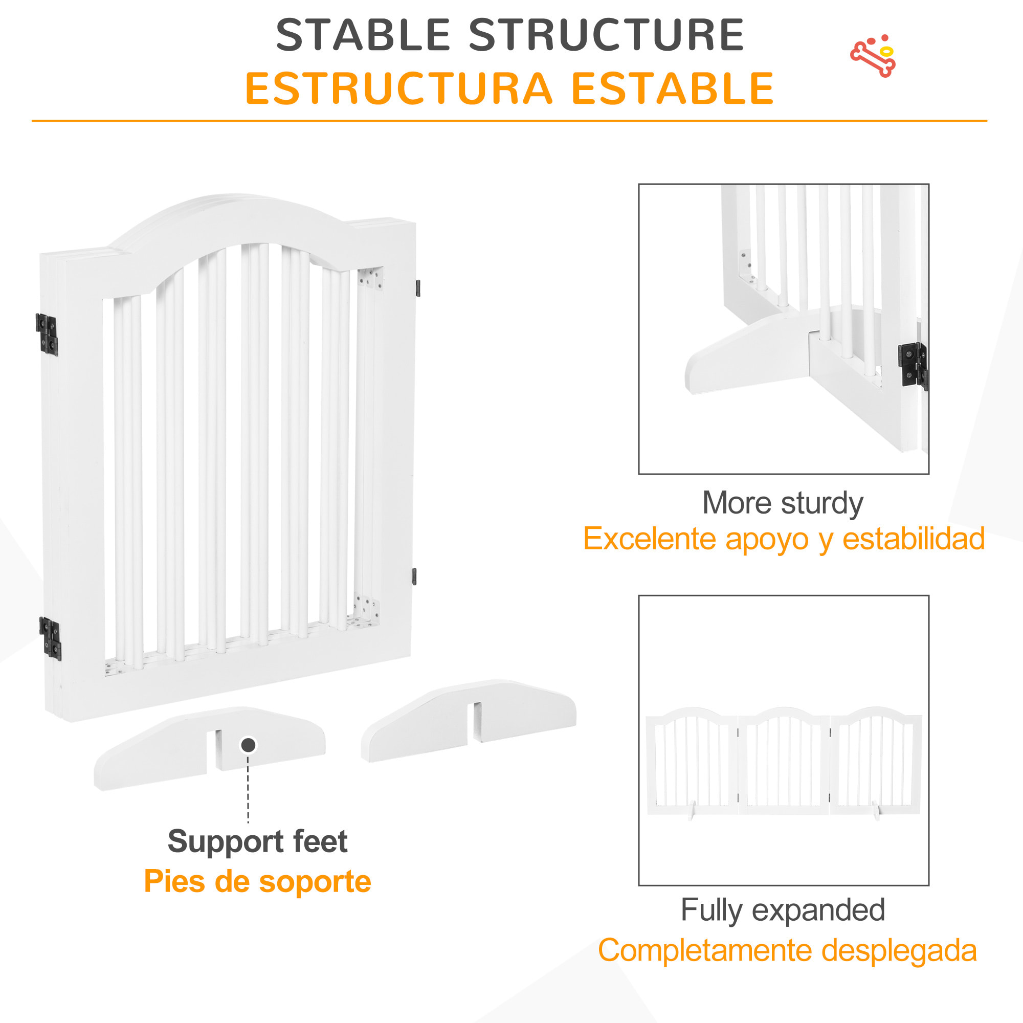 Barrera de Seguridad Plegable de Perros Pequeños con 2 Soportes 154,5x29,5x61 cm