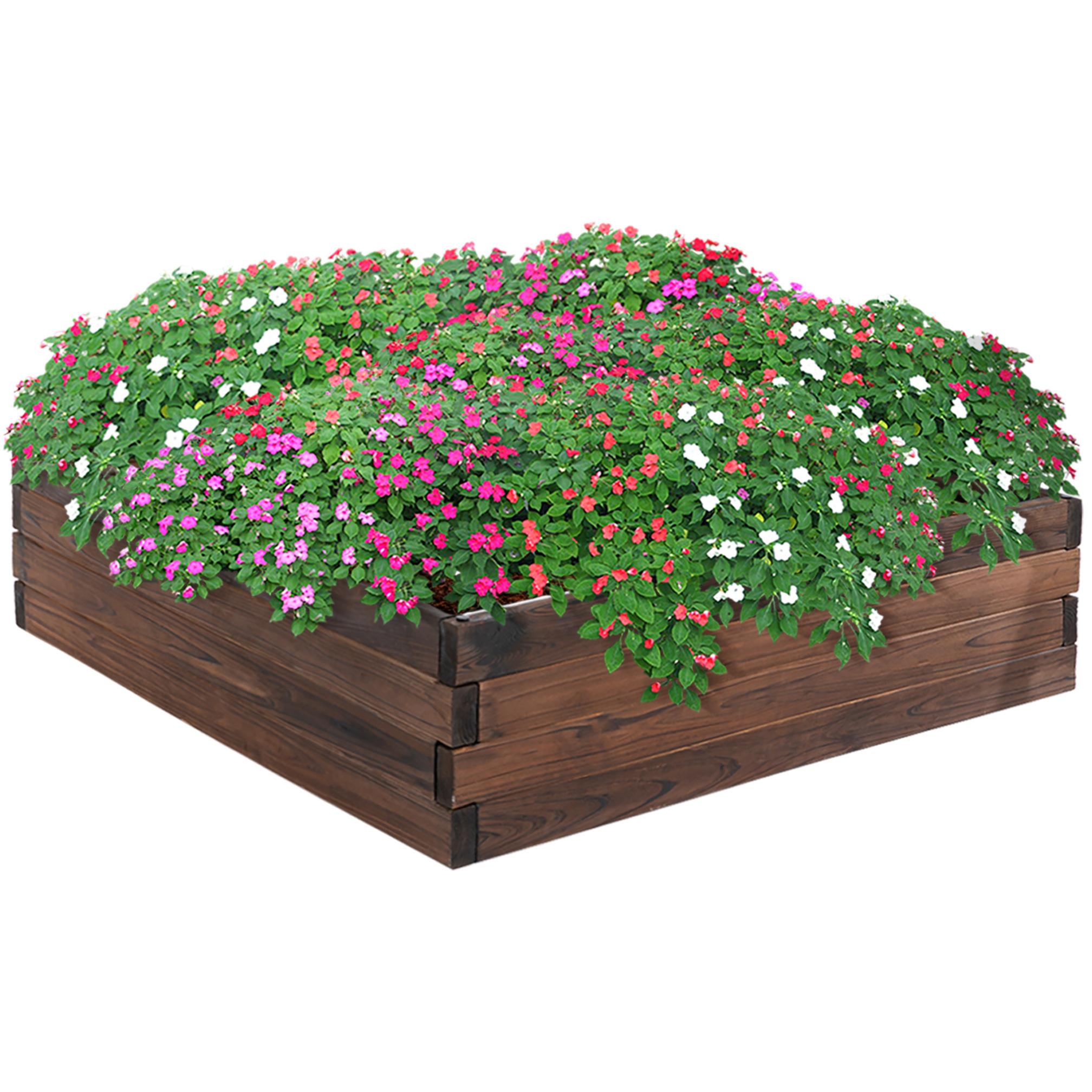 Jardinera de Madera Jardín Maciza para Cultivo de Flores Plantas 80x80x22,5 cm