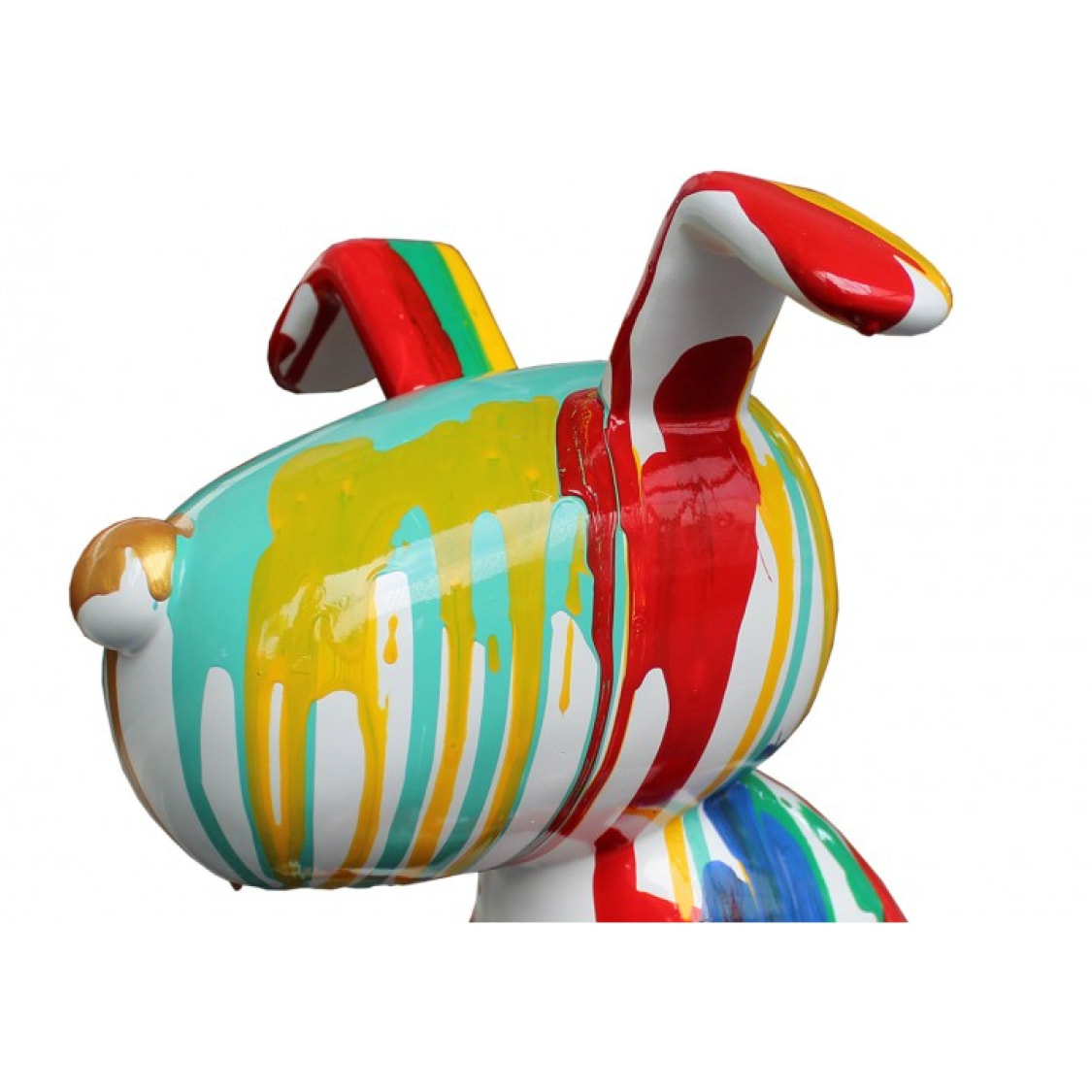 Statuette chien assis peinture multicolore en résine - DOGGY 03