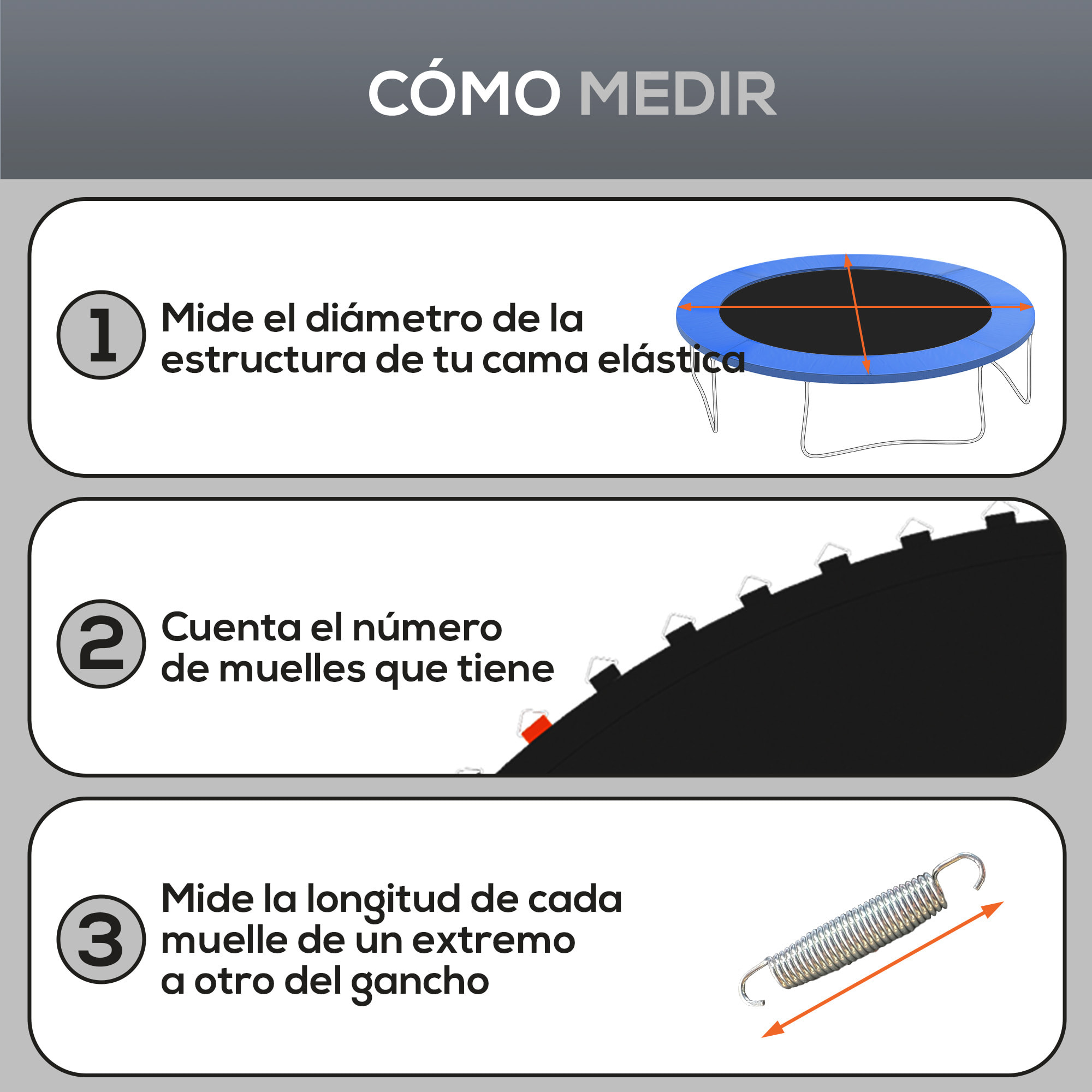 Tapete de Repuesto para Trampolín Redondo Ø202 cm Colchoneta para Trampolín de 8 Pies con 42 Ganchos en Forma de V Anti-UV y 8 Filas de Costuras Carga 120 kg Negro