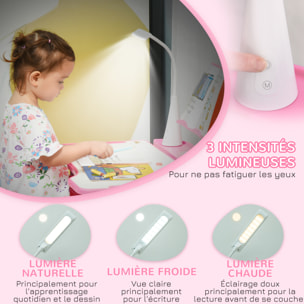 Bureau enfant avec chaise - ensemble bureau et chaise réglable - lampe, support de lecture, tablette coulissante multi-rangement - gris blanc