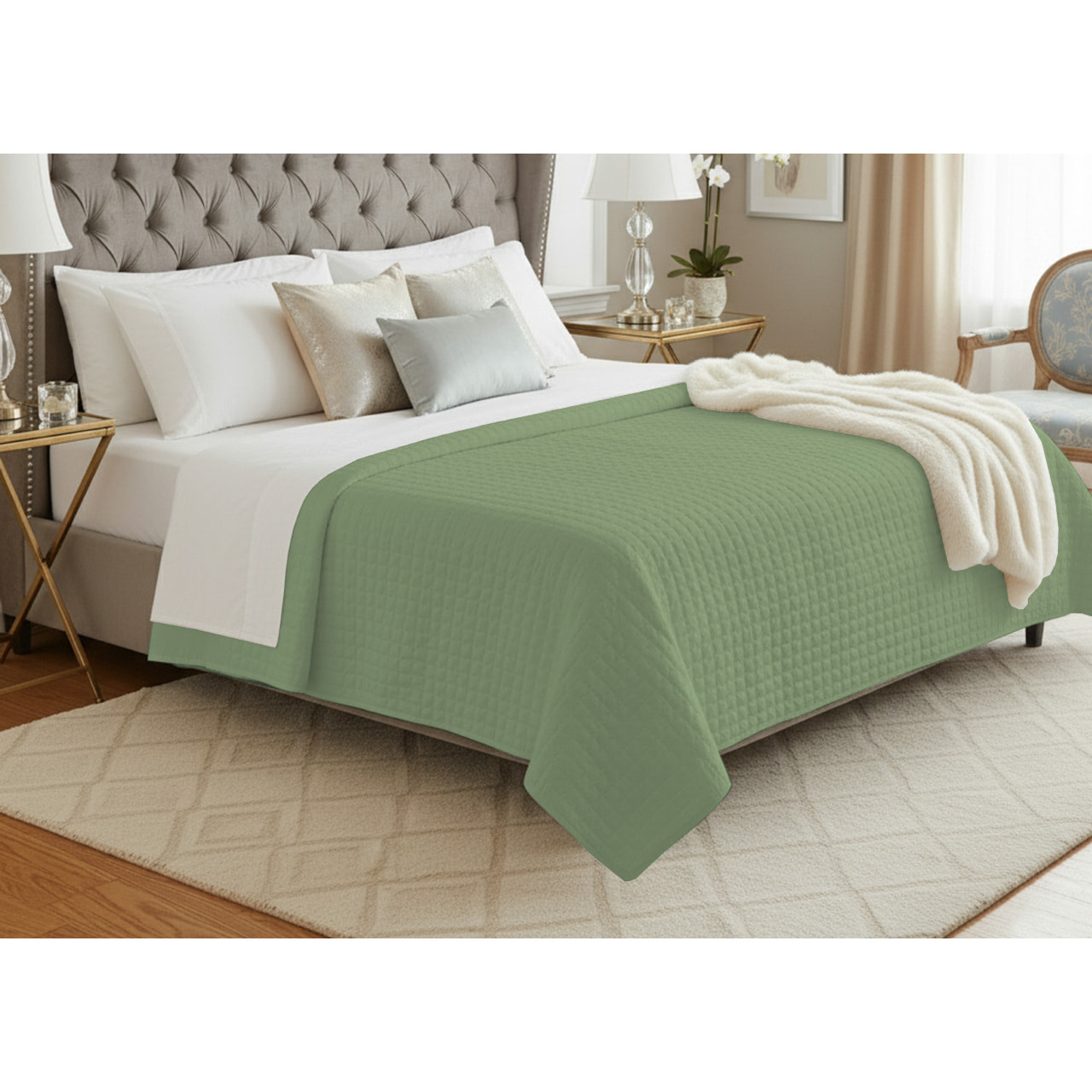 Trapuntino Estivo Leggero 100gr Ideale Primavera/Estate In 100% Raso Cotone Tinta Unita Salvia SV