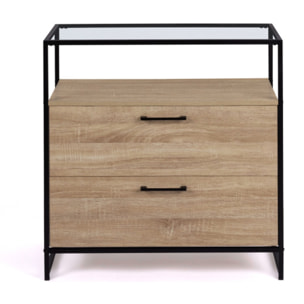 Commode Siena 2 tiroirs et plateau en verre