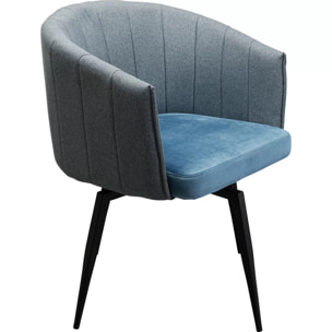 Chaise avec accoudoirs pivotante Merida bleue Kare Design