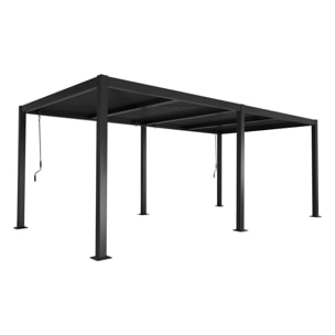 Pergola bioclimatique aluminium et acier 3x6m lames orientables + 2 stores 3m PALACE anthracite