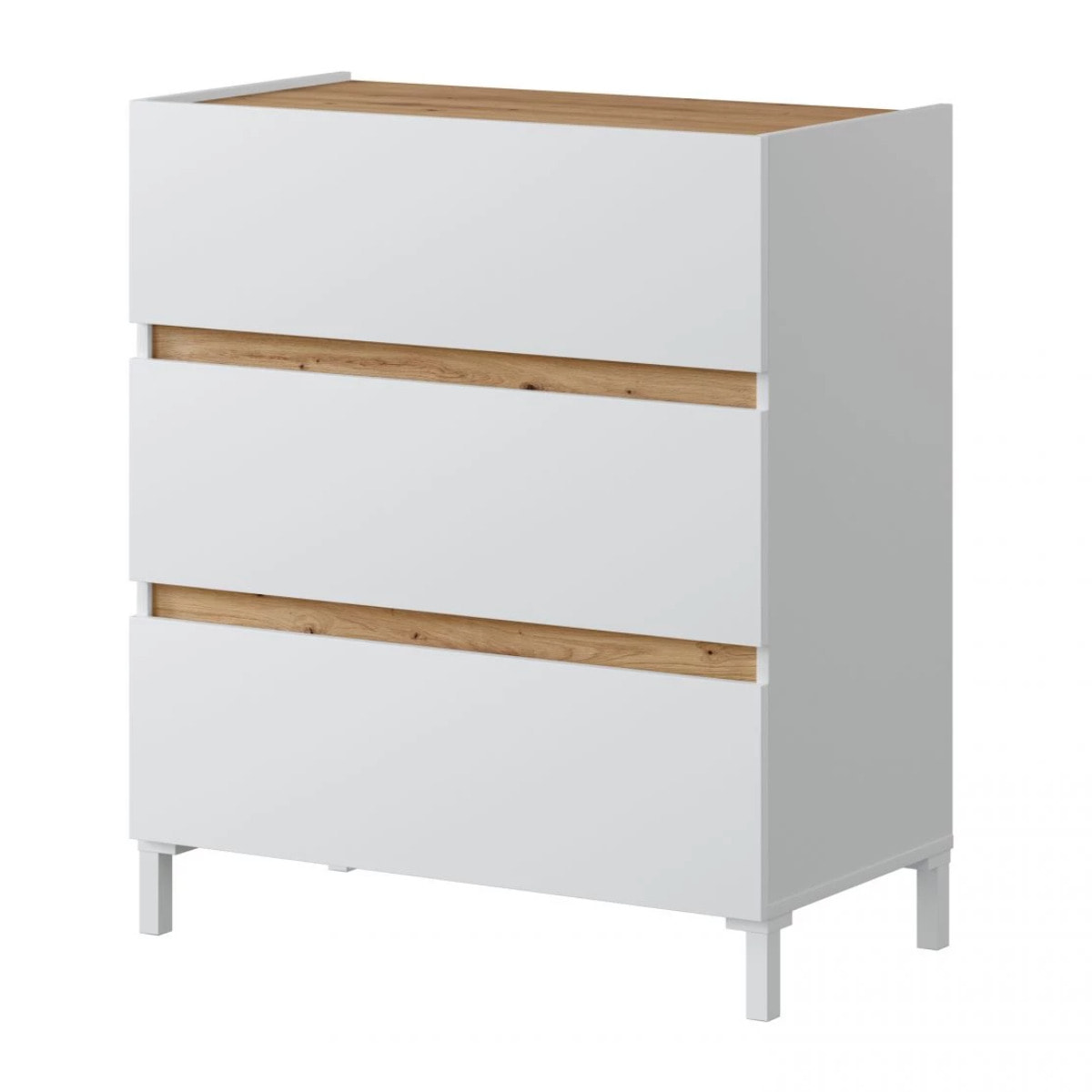 Cómoda Tempus Blanco Artik (Blanco Mate) - Roble Nodi