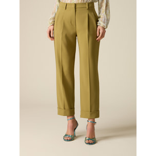 Oltre - Pantaloni cropped con pinces - Verde
