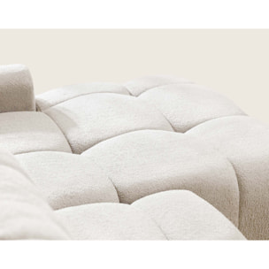Yulin - Canapé d'angle ouvert droit 4 places convertible avec coffre en tissu bouclette - Beige