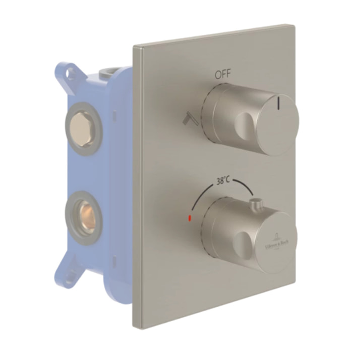 Façade thermostatique 2 voies Universal rectangle Brushed Nickel Matt + corps encastré