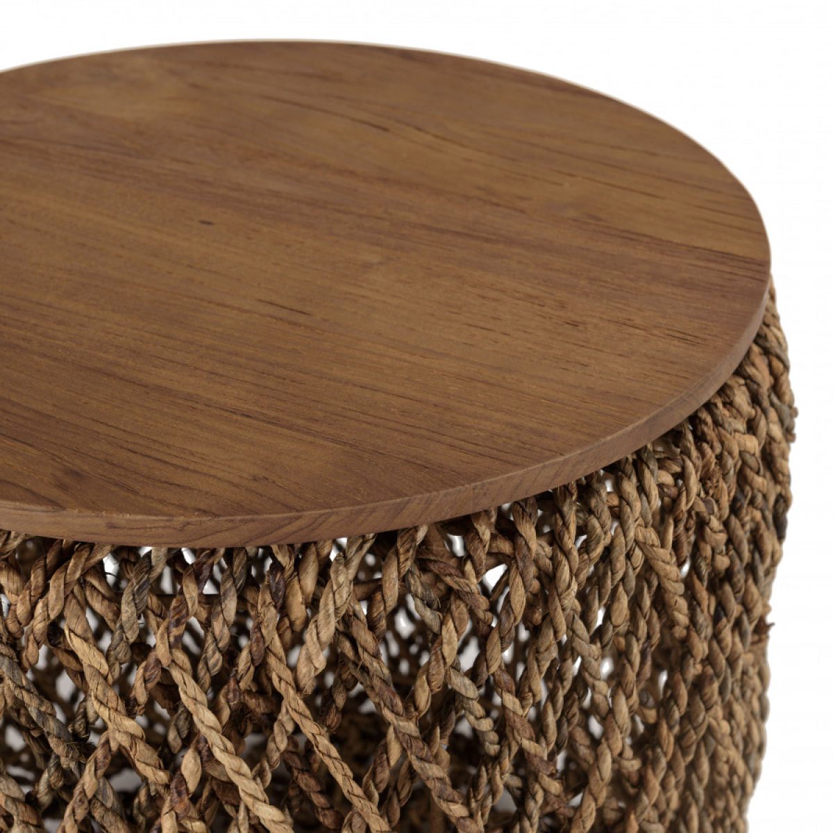 SIXTINE - Table d'appoint ronde 50x50cm en tissage de fibre de cocotier