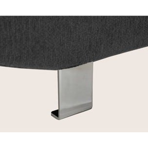 Margaux - Canapé d'angle gauche 5 places convertible avec coffre et têtières réglables en velours texturé - Gris