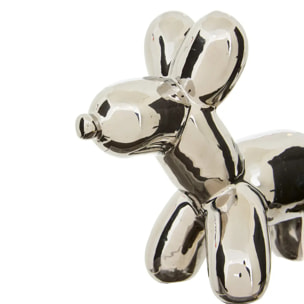 Statuette déco Theo chien pop art H13.5cm argent