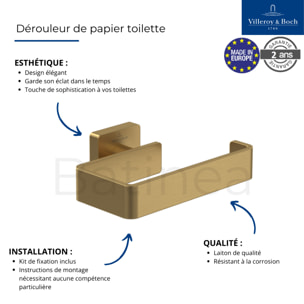 Dérouleur de papier toilette sans couvercle + Ensemble brosse WC Striking Chrome Gold brossé