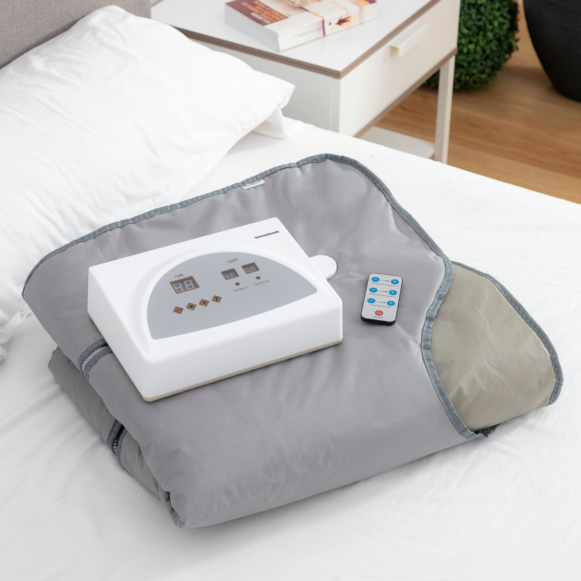 Coperta per sauna a infrarossi - cotone - grigio - 177x78x2 cm