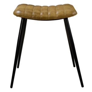 Tabouret en cuir camel matelassé - Bidar