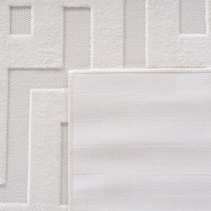 CALVI - Tapis moderne à motif labyrinthe en relief Creme
