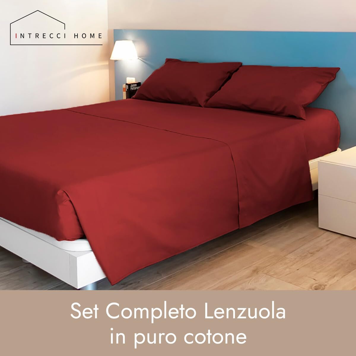 Completo lenzuola in cotone - Rosso