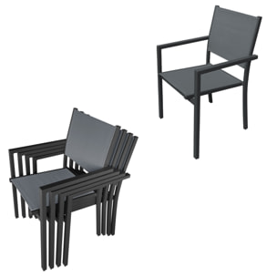 Salon de jardin VENEZIA extensible 90/180 en textilène gris 8 places - aluminium anthracite