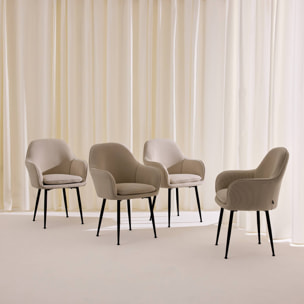 Fauteuil velours côtelé et pieds métal (lot de 4) SHELLA