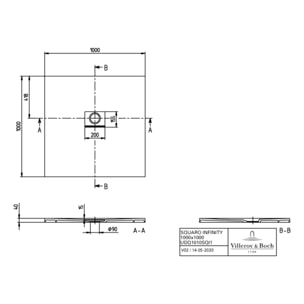 Receveur antidérapant Squaro Infinity quaryl edelweiss