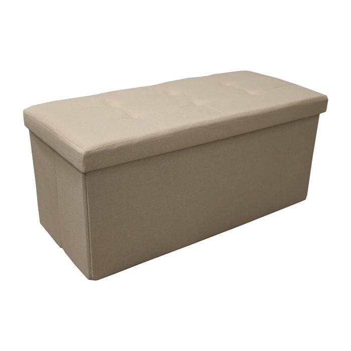 Pouf contenitore imbottito in tessuto con seduta lunga, panca multifunzione con spazio interno, ideale come poggiapiedi, seduta o contenitore, pratico e versatile per soggiorno, camera o ingresso, facile da pulire, dimensioni 76x34x34 cm