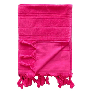 Fouta doublée éponge - Hammam Fuchsia - 140x180cm - 330g/m²