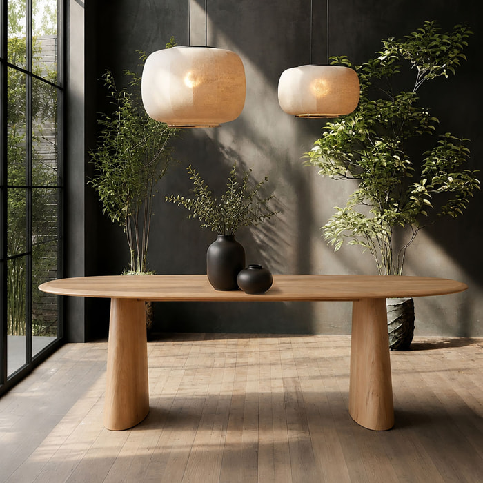 Table ovale 220cm effet bois naturel  ORMA