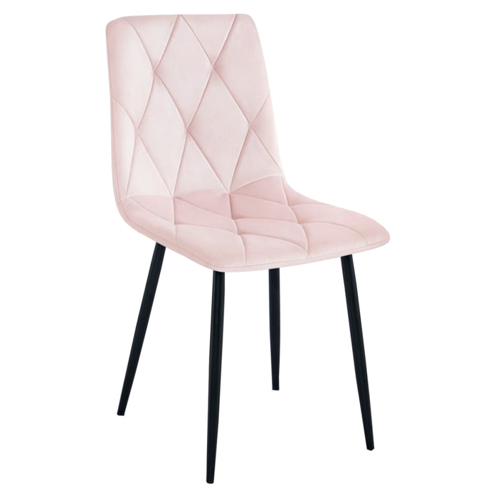 Sedia Libra in Velluto Rosa Cipria con Gambe Nere
