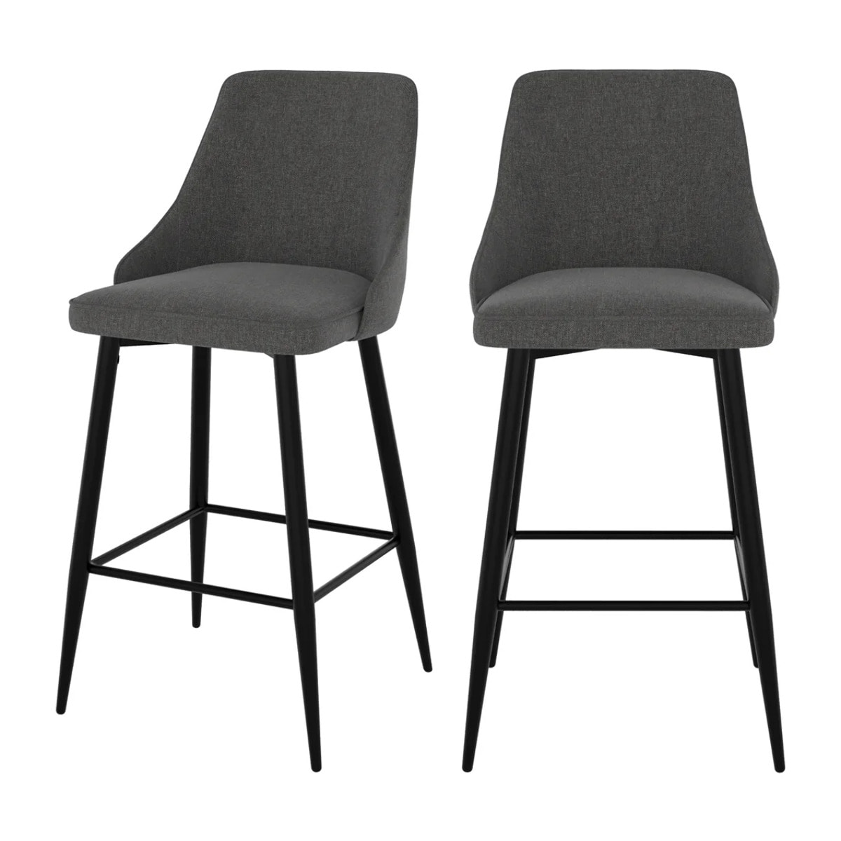 Lot de 2 chaises pour îlot central 66,5 cm en tissu gris foncé - Pipo