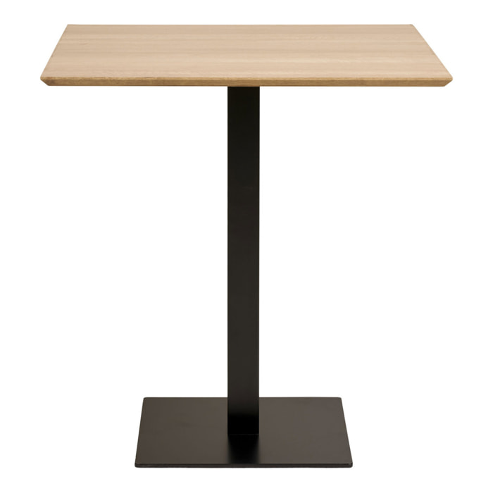 Tavolo bar Fano in melamina naturale con base in metallo nero 70x70x75 cm