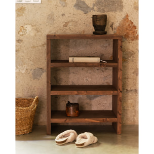 Étagère à chaussures en bois massif ton chêne foncé 80x60cm Hauteur: 80 Longueur: 60 Largeur: 35