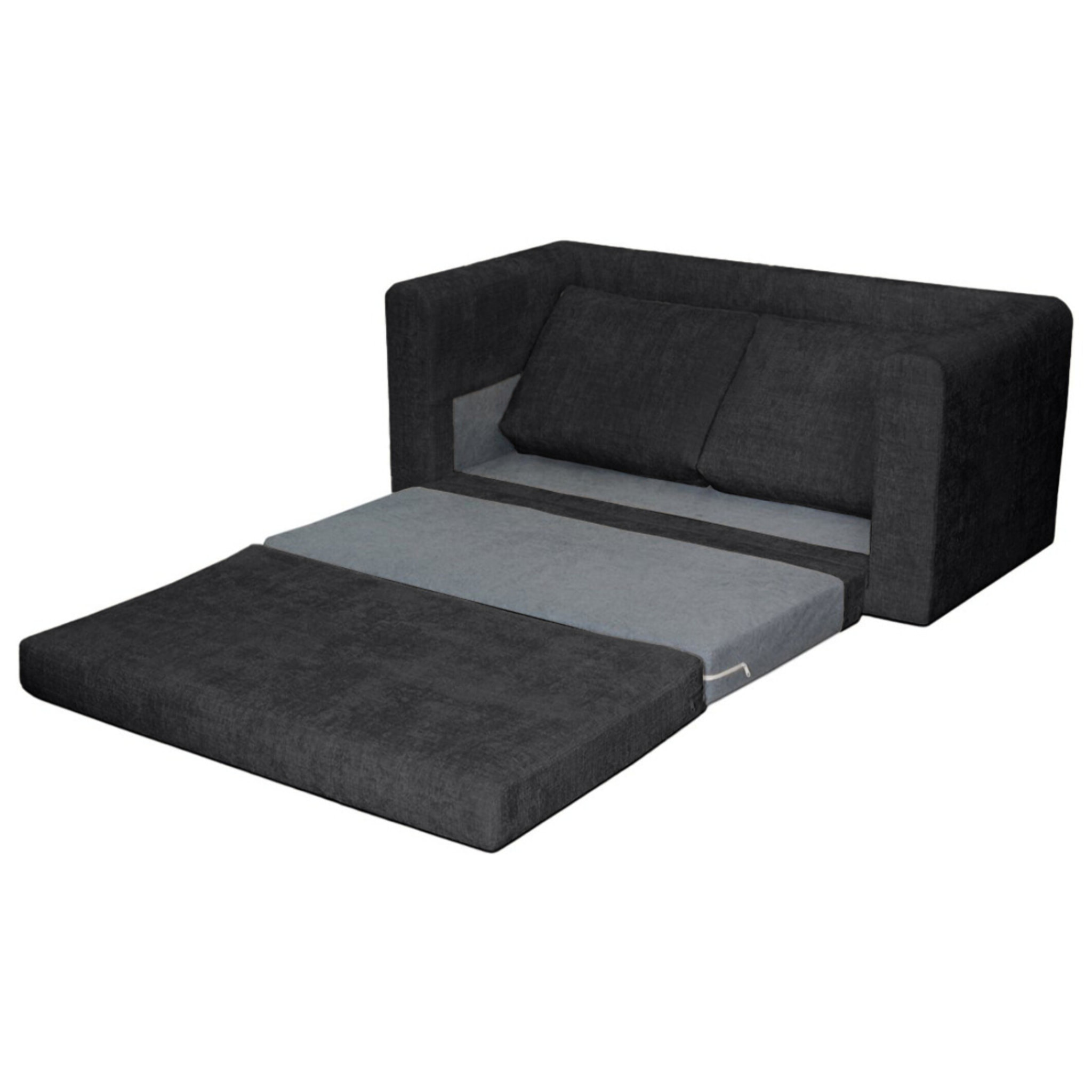 Marilia - Canapé 2 places convertible déplimousse en velours texturé - Gris foncé