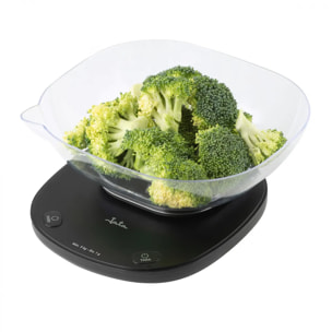 Báscula de cocina JATA HBAL1709 con bol de 1 litro. Hasta 5 kg. Función de tara. Alta precisión