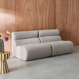 Lot de 2 chauffeuses bouclette texturée beige 1 place - L 81 x P 99 x H 75cm - Nova