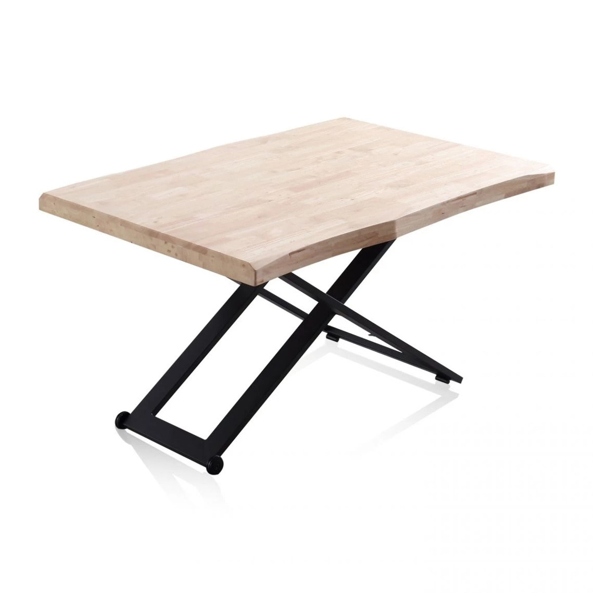 Mesa de centro elevable con patas metálicas en negro y roble 120x49-76 cm Lada Fit Negro - Roble