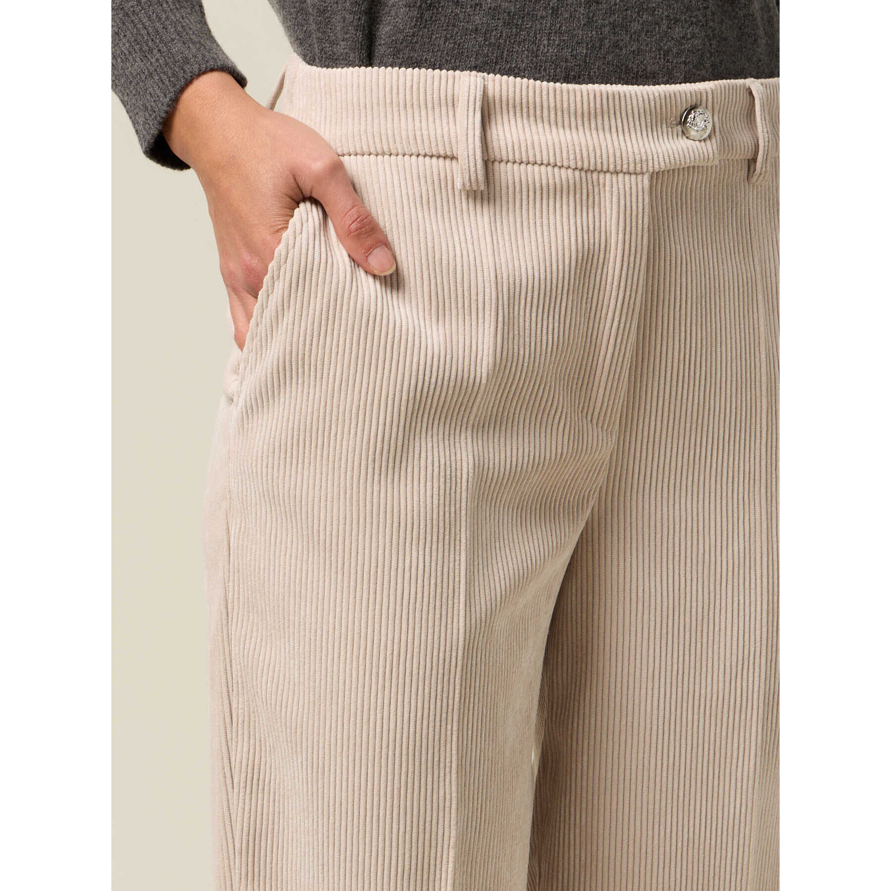 Oltre - Pantaloni palazzo in velluto a coste - Beige