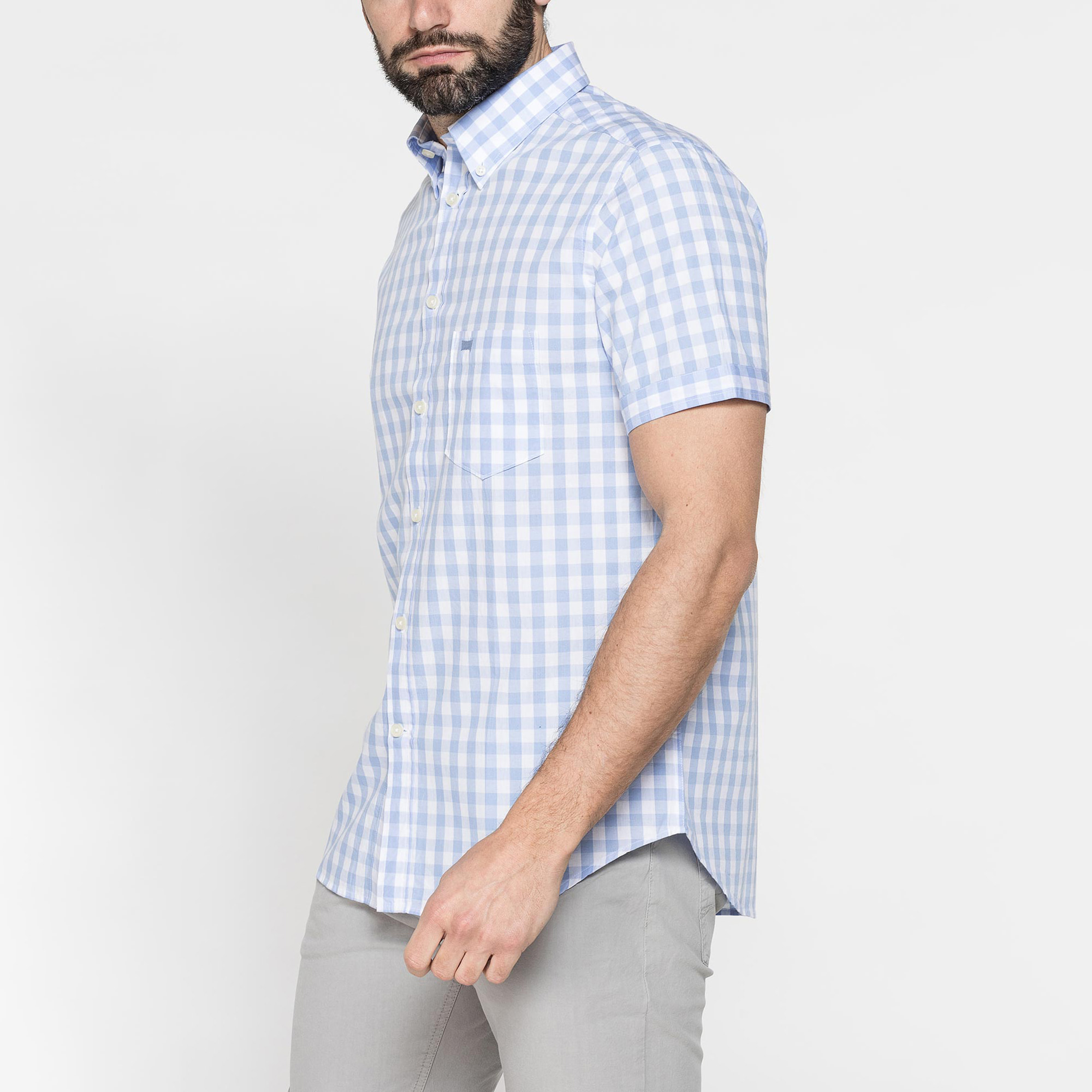 CAMICIA A MANICA CORTA IN COTONE CON FANTASIA