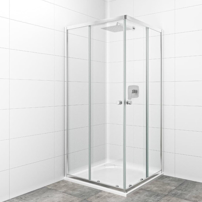 Project 80x80 cm cabine de douche carrée en verre transparent avec profilés, chrome brillant (SIKOMUQ80CRT)
