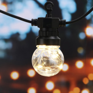 Guirnalda de luces led blancas cálidas con temporizador - 10 bombillas de cobre, transformador ip44 y función de temporizador